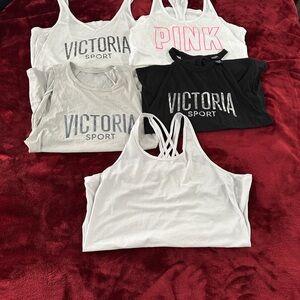 5 Victoria Secret Sport / Pink Women's  Strappy Tank Tops EUC Size S